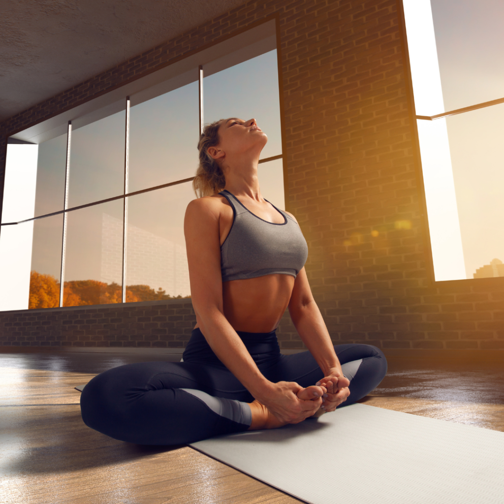 femme yoga, détente musculaire, étirements, sport doux, activité douce, circulation sanguine