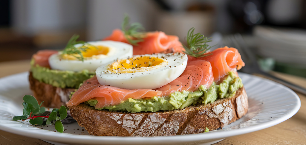 oeufs, avocat, saumon, toast, tartine, oméga-3, poisson gras